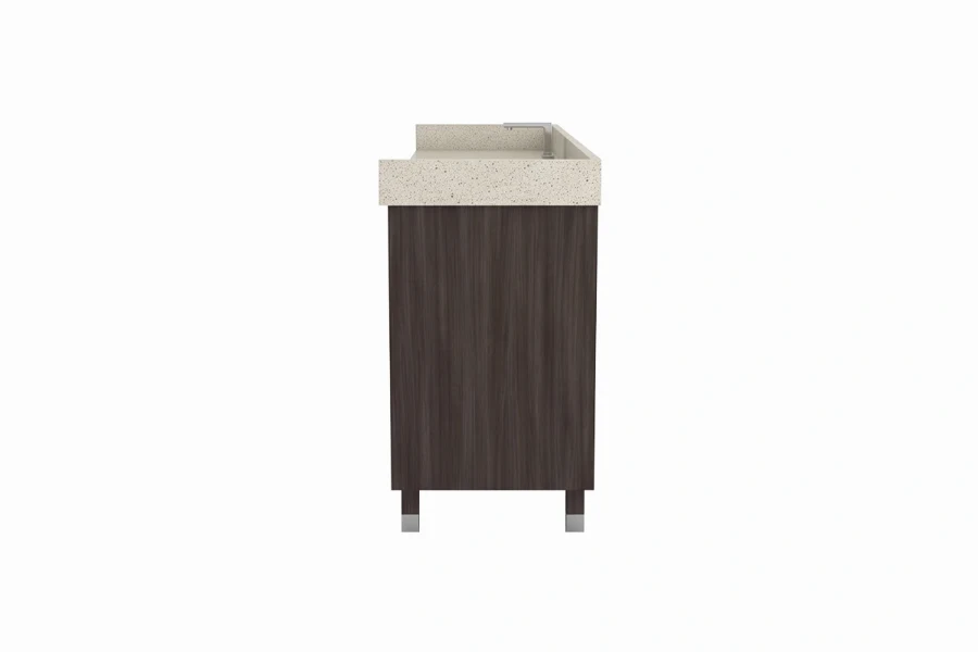 Contemporary double-drawer vanity unit with a sturdy, monolithic top and integrated hardware-free drawer fronts that maximize seamless storage