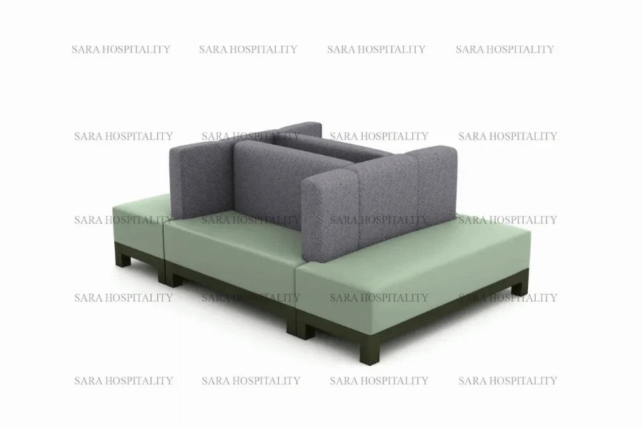 Minimalist lounge seating system showcasing clean lines and oversized, comfortable proportions