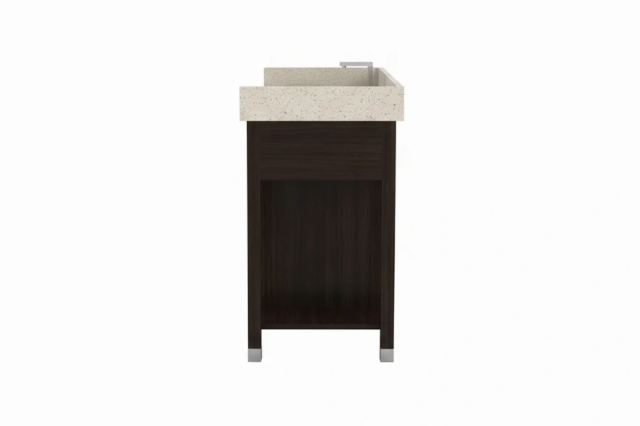 Sleek geometric vanity counter showcasing a minimalist outer frame that keeps bathroom layouts feeling open