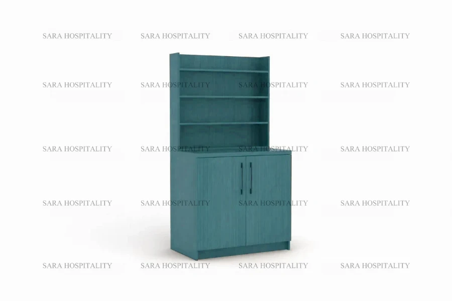 Minimalist floor-standing cabinet featuring a slim profile and a seamless matte finish to maximize vertical space