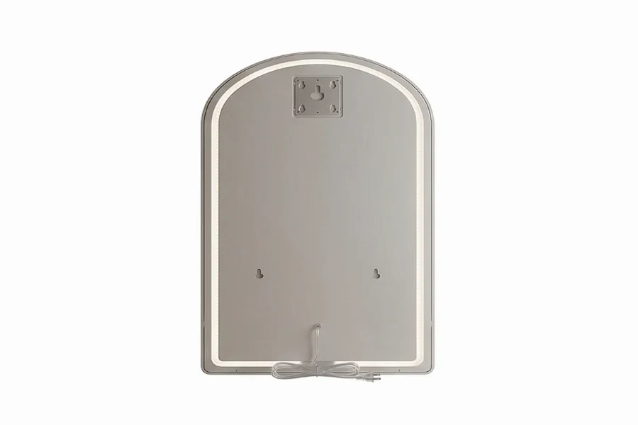 Contemporary floor mirror with curved edges for a minimalist boutique aesthetic