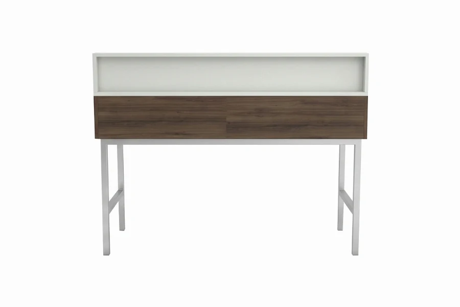 Contemporary iron-frame vanity unit with a sturdy monolithic top and a clean, high-contrast structural silhouette