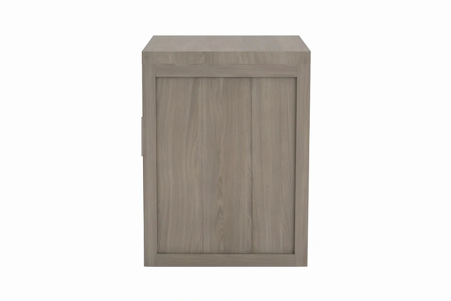 Minimalist Compact End Table: Low-maintenance finish featuring a smooth right-hand swing door and a open lower shelf
