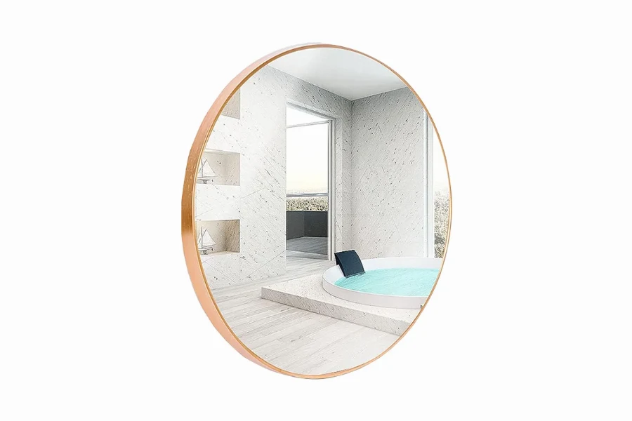 Modern arched vanity mirror with a sophisticated curved silhouette for luxury hotel bathrooms