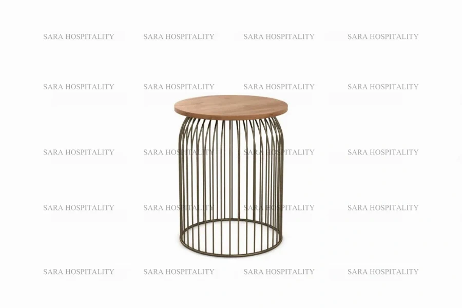 Modern wireframe accent table featuring an airy, translucent base and a clean-lined, minimalist tabletop