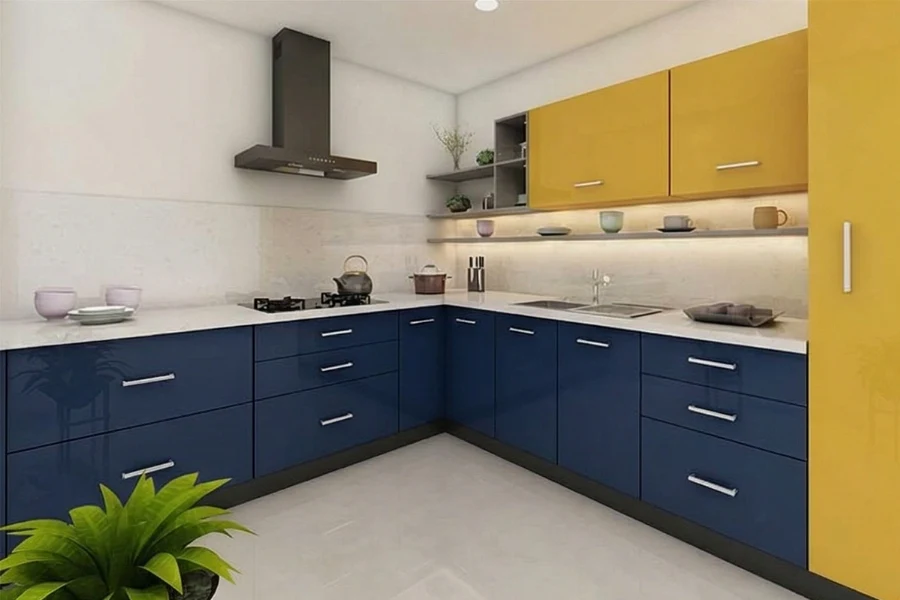 Contemporary corner cabinetry with integrated rotating shelves and a refined, handle-free finish to maximize deep storage