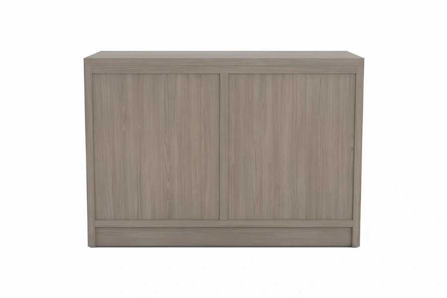 Contemporary planked media cabinet offering stylish enclosed storage for electronics or entryway essentials
