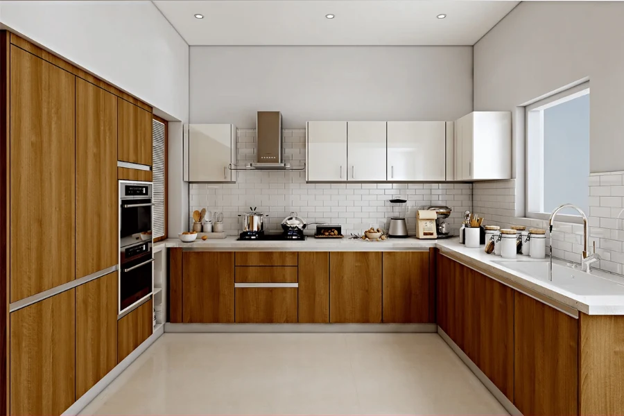 Modern parallel kitchen cabinetry featuring a dual-run layout and symmetrical, clean-lined facades that maximize workflow efficiency