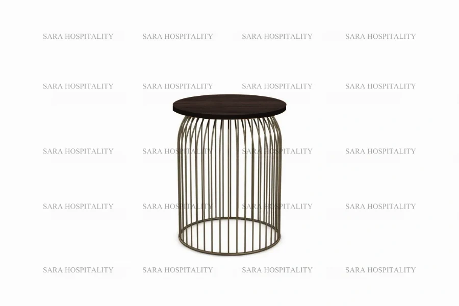 Contemporary wire-base table with intricate vertical spokes and a seamless, high-quality finish