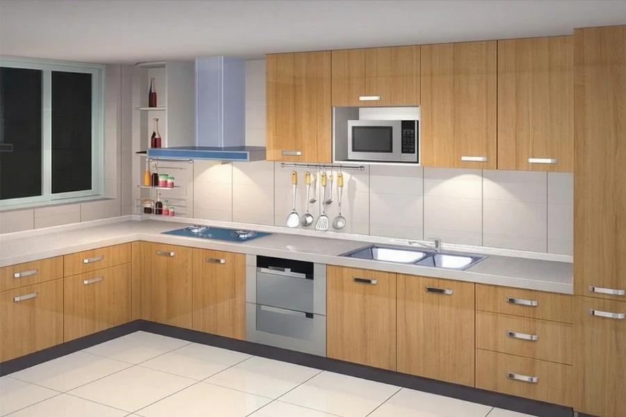 Sleek architectural cabinetry showcasing a continuous linear silhouette and a refined, minimalist aesthetic for a streamlined kitchen