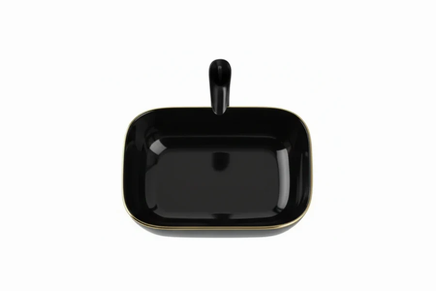 Contemporary square vessel sink in polished white ceramic with a sleek, countertop-mounted profile
