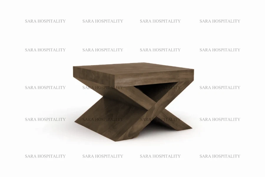 Minimalist sculptural table featuring curvaceous intersecting legs and a sturdy, balanced foundation