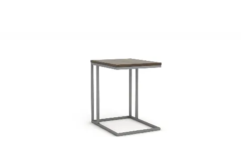 Compact C-table with wood top and metal base-2