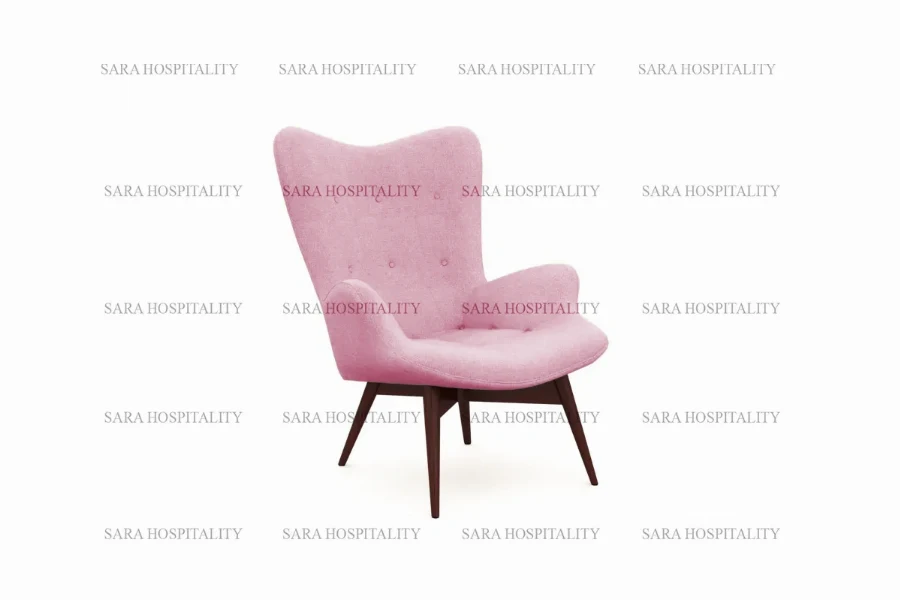 Walnut-Finish Mid-Century Lounge Chair for vintage breakfast inn porches