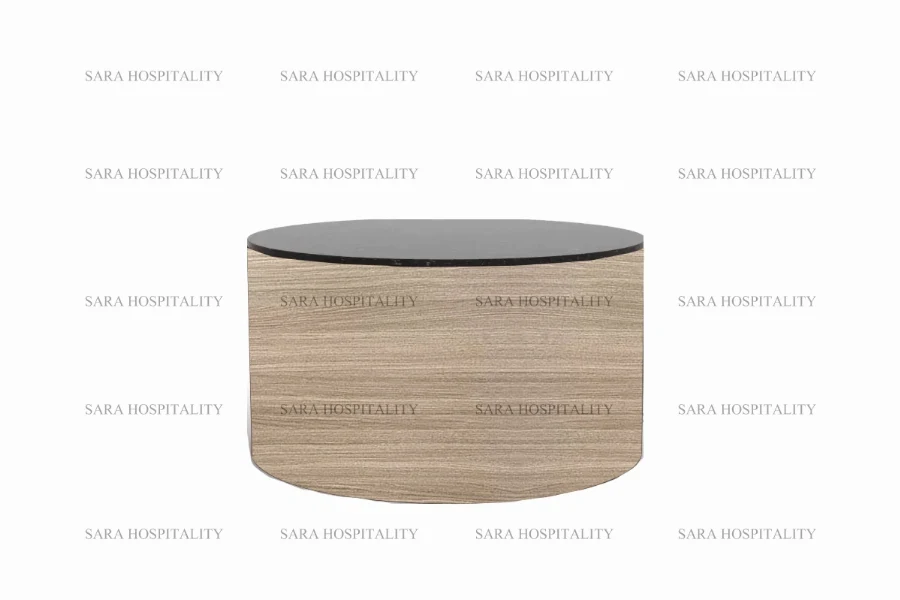 Sleek minimalist side table showcasing a monolithic round form and integrated interior storage space