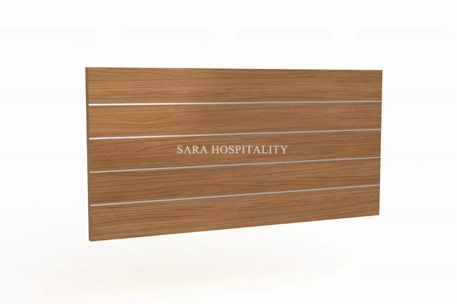 Hospitality headboard with dual-tone woodgrain finish and horizontal accent panels - 2