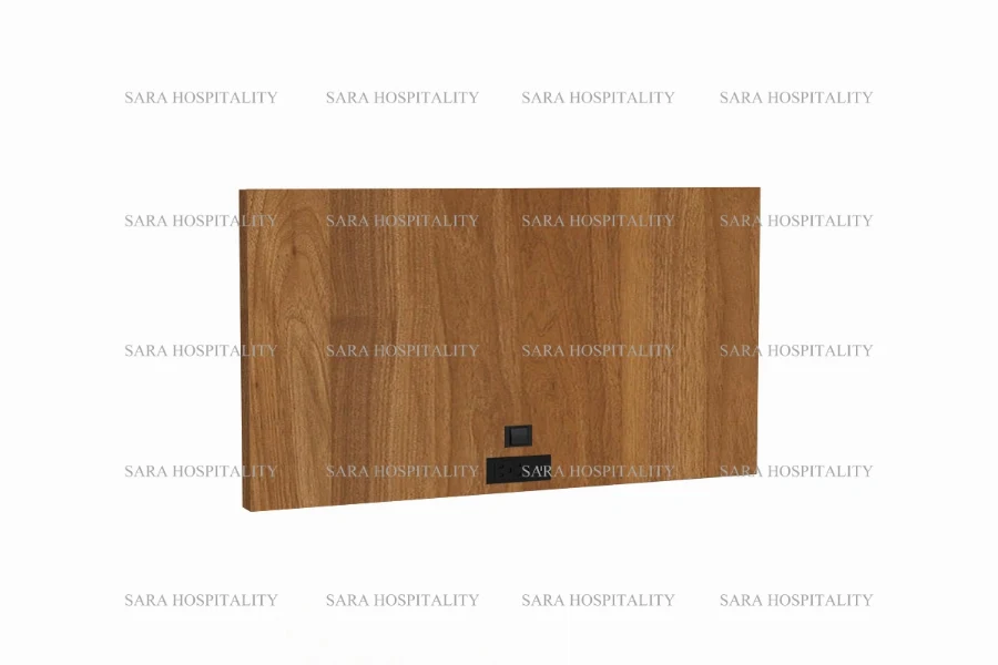 Hotel TV back panel with power outlet and woodgrain finish-3