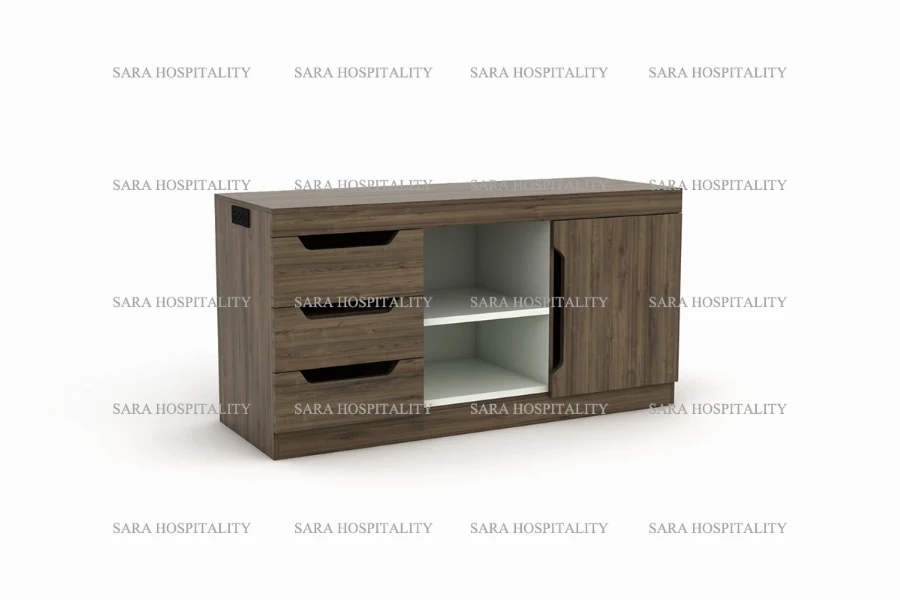 Modern hotel multimedia unit with drawers and shelves-2