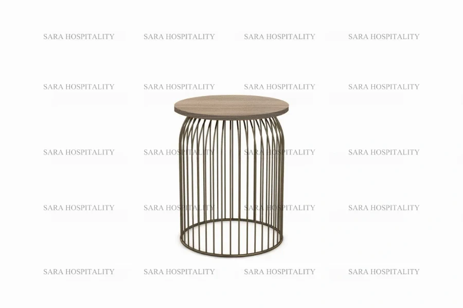 Sleek architectural side table showcasing a geometric wire structure and a refined, thin-profile silhouette