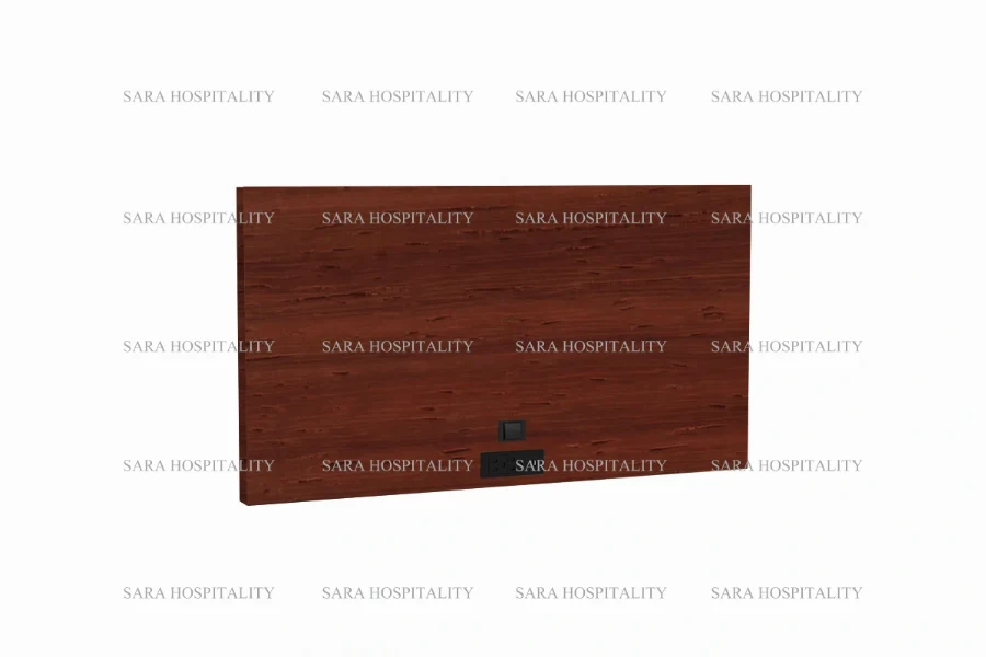 Hotel TV back panel with power outlet and woodgrain finish-5