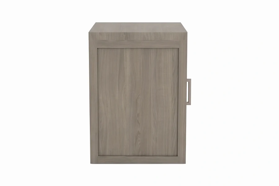 Sleek Left-Hand Night Table: Precision-fitted single door with soft-close hinges, subtle metallic hardware, and integrated cable routing