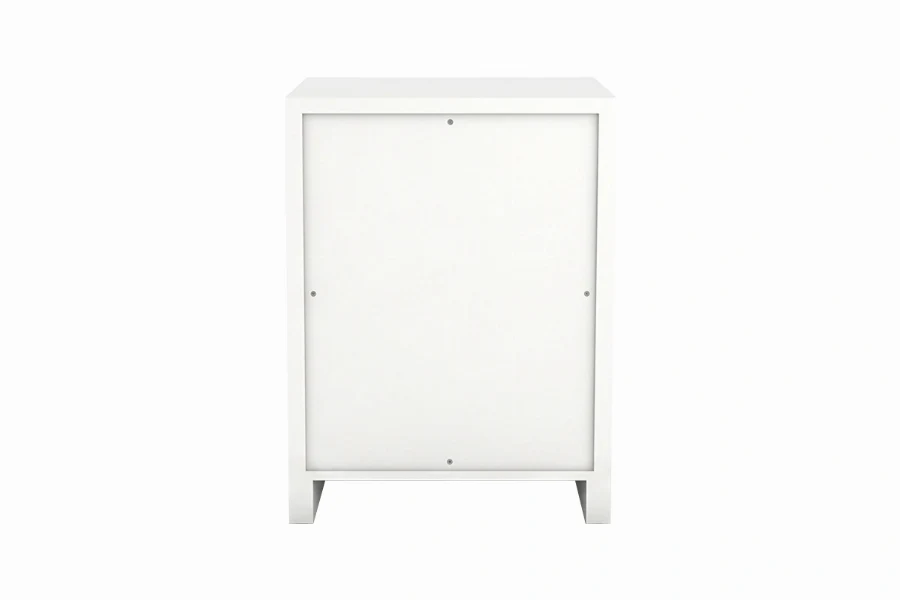 Contemporary timber bedside cabinet offering a functional left opening door and enclosed storage