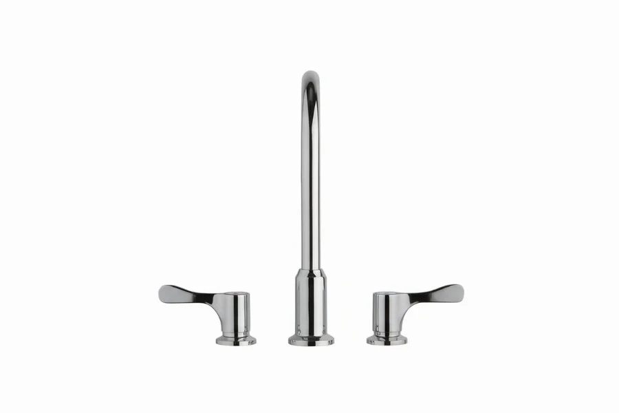 Contemporary dual handle basin faucet in a professional finish