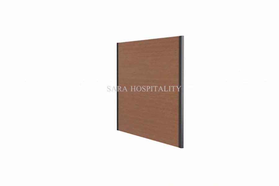 Modern hospitality headboard with woodgrain finish and black accents - 4