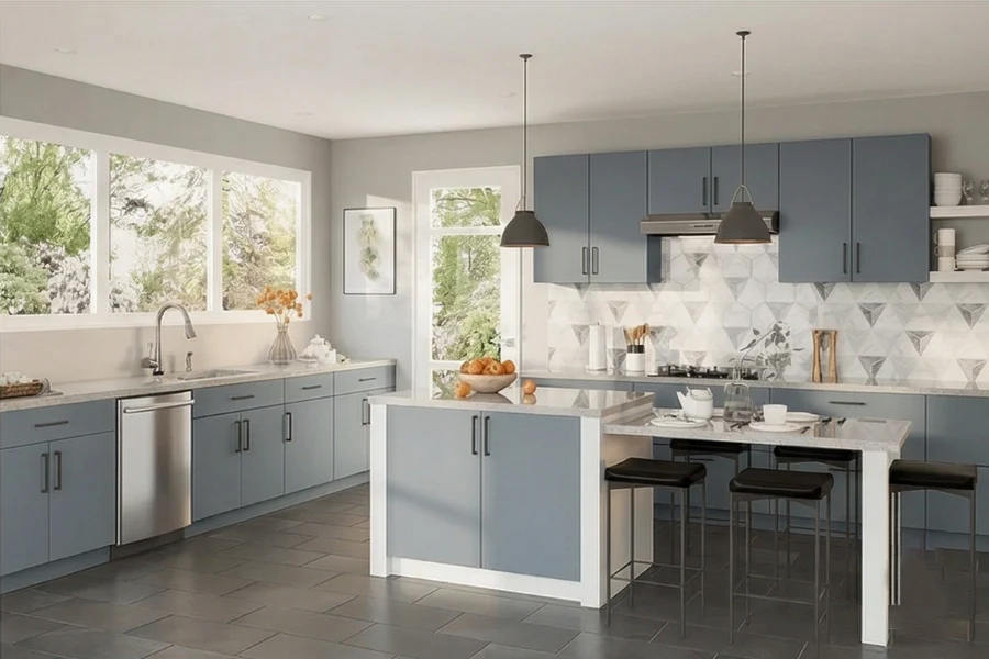 Contemporary open-concept cabinetry with handle-free doors and a low-profile design to maintain a spacious, unobstructed visual field