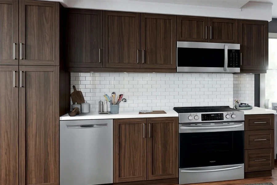 Contemporary wall-mounted cabinets with flush-front doors and a uniform, high-quality finish designed for a clutter-free look
