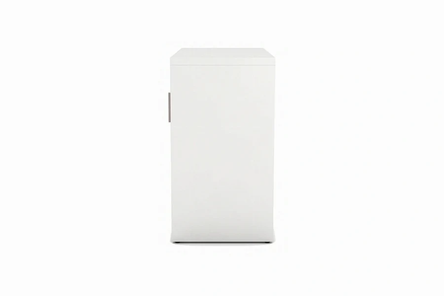 Contemporary planked media cabinet offering ventilation and stylish enclosed storage for electronics