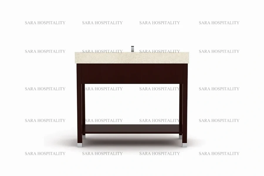 Accessible Open Shelf Vanity Base for streamlined hospitality washroom maintenance