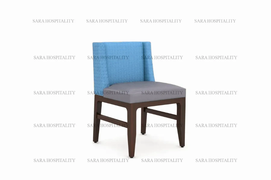Elegant Contemporary Wood Frame Chair in a fine dining setting.