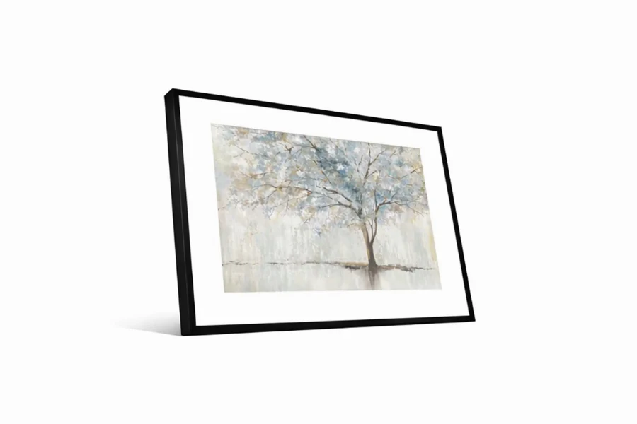 Sleek contemporary print showcasing a simplified tree form with clean, architectural lines