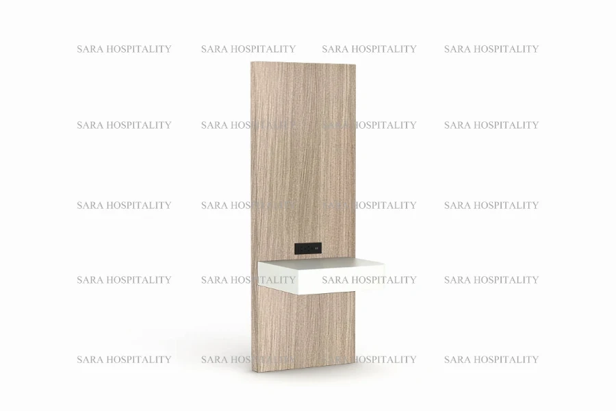 Floating nightstand with white drawer and dark wood panel-4