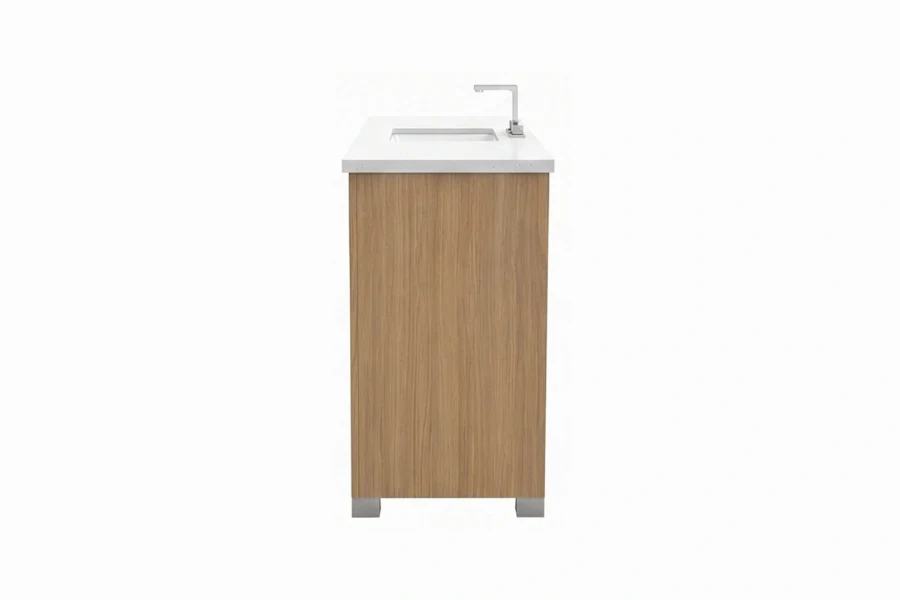 Sleek architectural corner vanity showcasing a seamless wrap-around layout that contours perfectly along intersecting bathroom walls