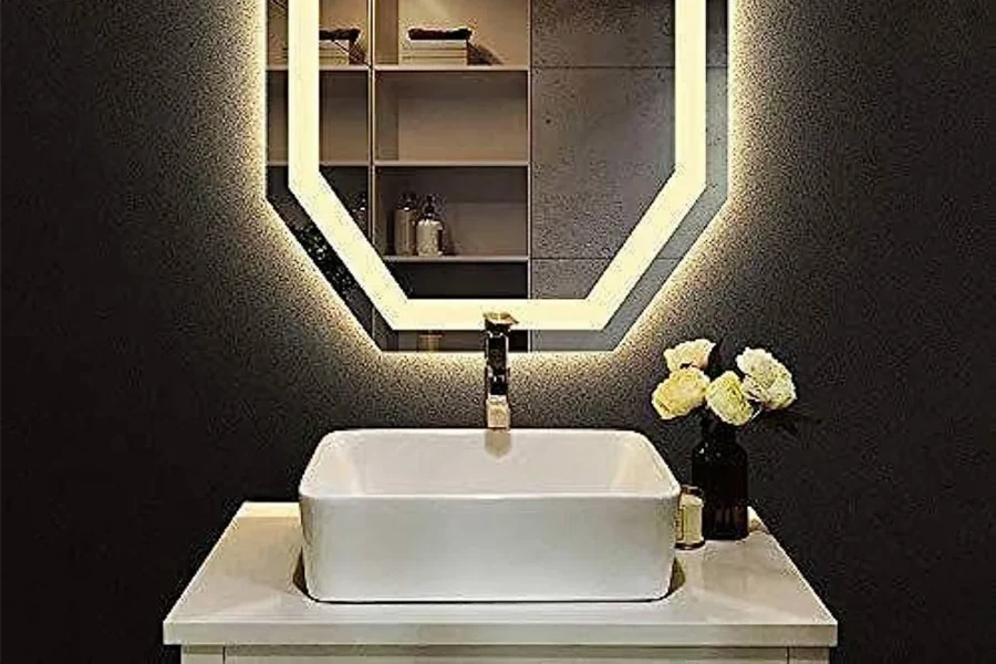 Modern integrated countertop sink featuring a seamless transition from the surface into a sloped rectangular basin