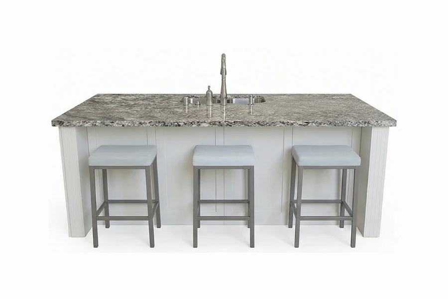 Sleek architectural counter showcasing a bold, graphic stone pattern and a clean-lined, minimalist profile that serves as a focal point
