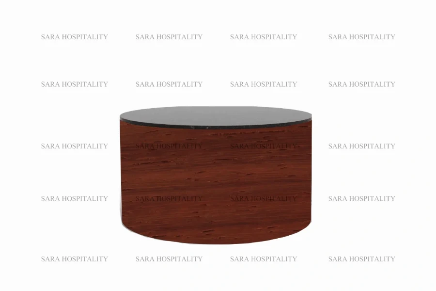 Architectural storage plinth featuring a smooth, curved exterior and a functional lift-off lid in a premium finish