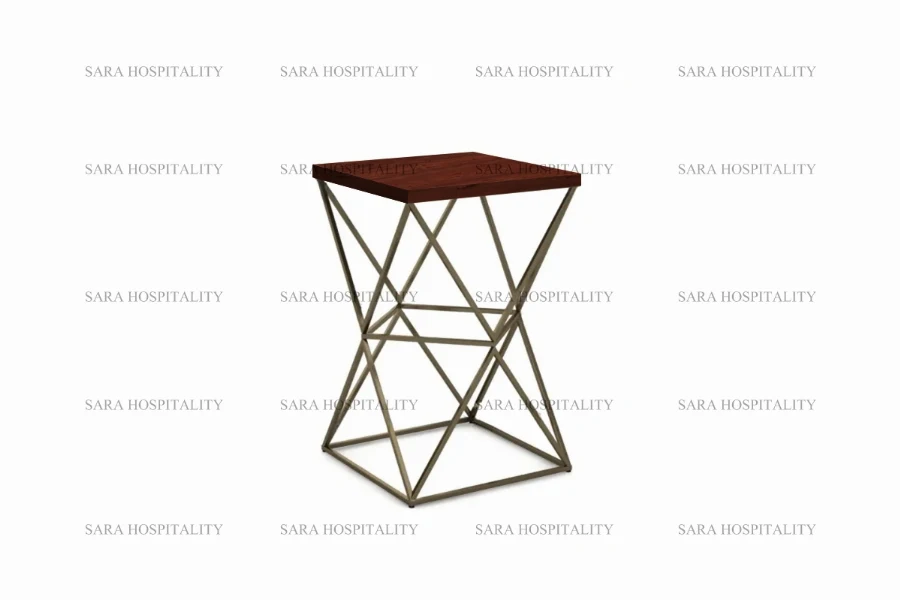 Minimalist sculptural side table featuring a bold prismatic frame and a sturdy, balanced silhouette