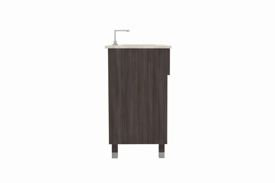 Sleek architectural vanity counter showcasing a seamless enclosed cabinet layout and a refined, minimalist silhouette that keeps bathroom essentials completely organized