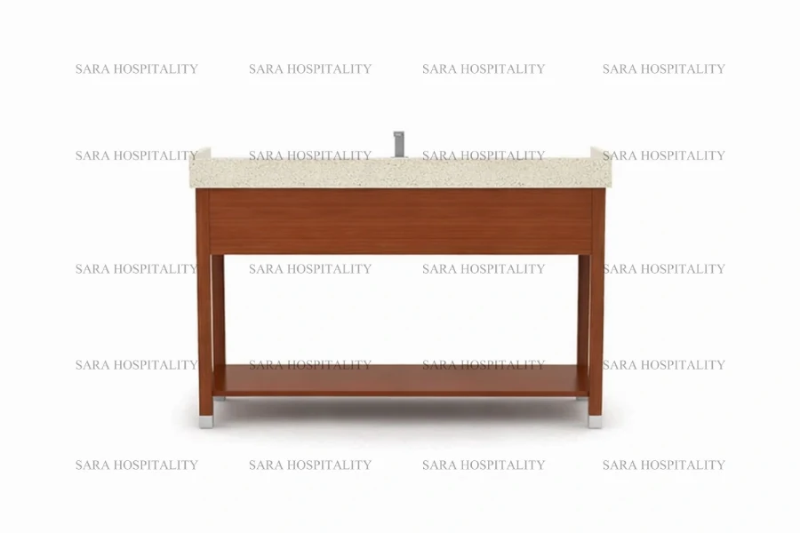Sturdy double sink frame vanity base for a minimalist and airy luxury resort bathroom