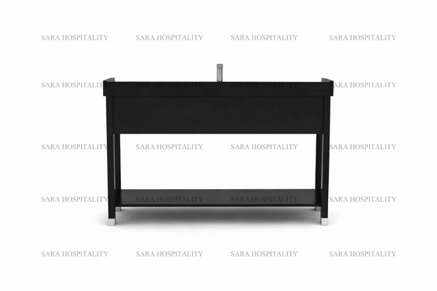 Sturdy straight edge vanity base for a polished and functional resort guest ensuite