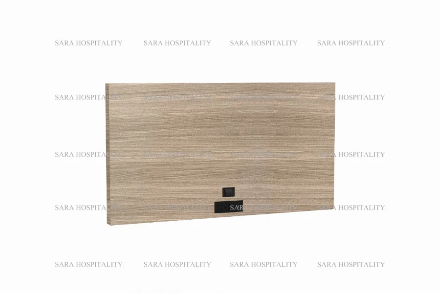 Hotel TV back panel with power outlet and woodgrain finish-4