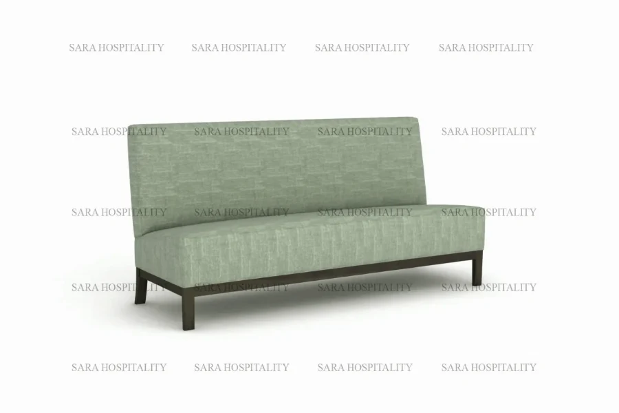 Minimalist lounge bench with deep cushioning and sturdy, hidden support for a monolithic aesthetic