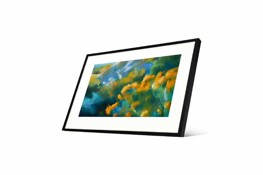 Textured mixed-media canvas depicting a poetic interpretation of a blooming garden using bold textures
