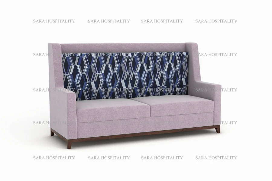 High-Back Upholstered Sofa with Stylish Patterned Backrest-3