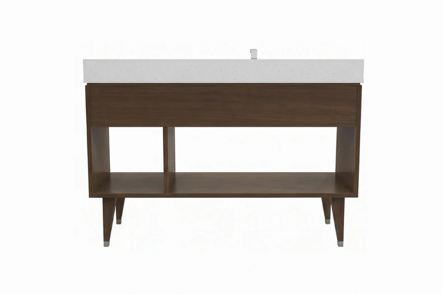 Contemporary textured-panel vanity unit with a sturdy monolithic top and a clean, premium patterns-driven design