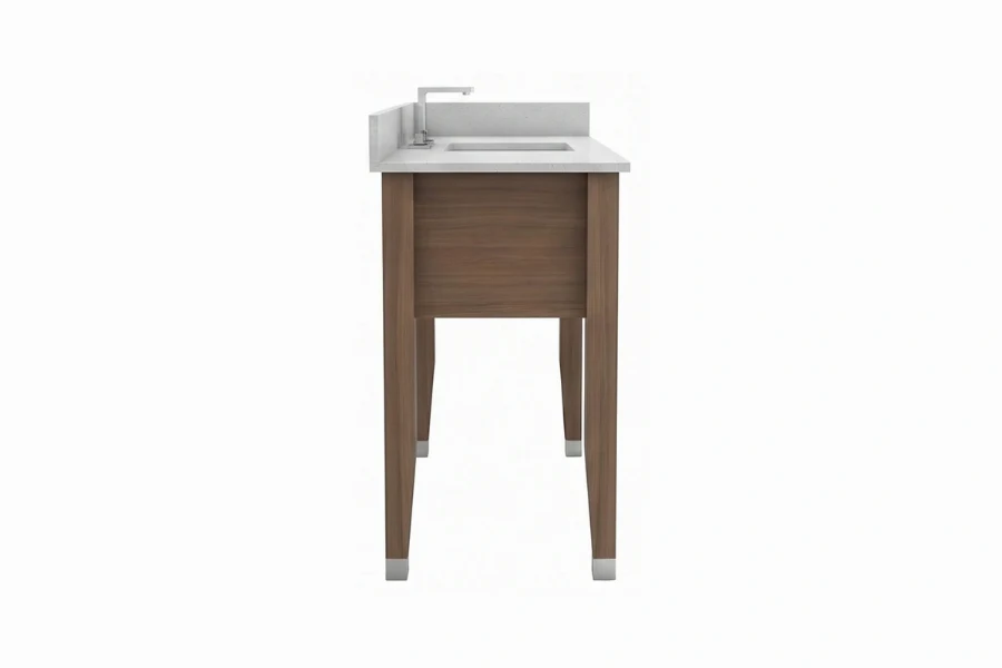 Sleek shallow-depth vanity counter showcasing a low-profile architectural design tailored for compact bathrooms