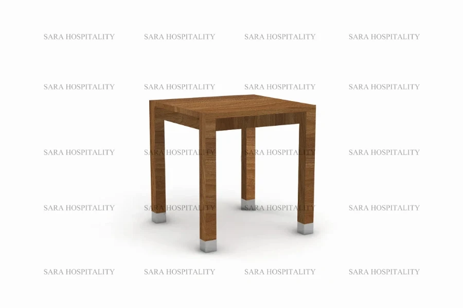 Modern square side table featuring a symmetrical cuboid form and a clean-lined, minimalist tabletop